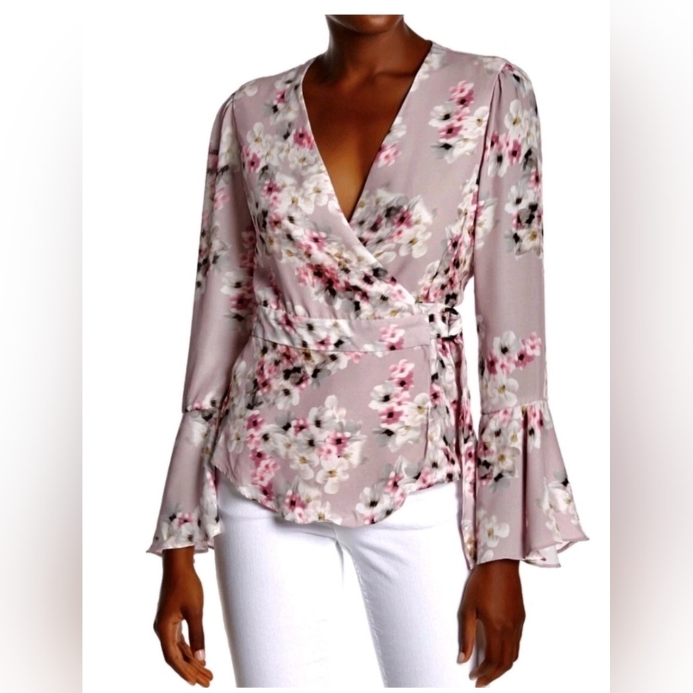 Parker Long Sleeve Wrap Blouse Women L